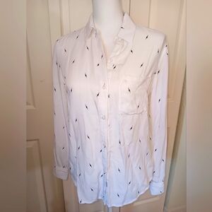 Rails White Thunderstruck Lightning Bolt Button Down Blouse. Size XS.